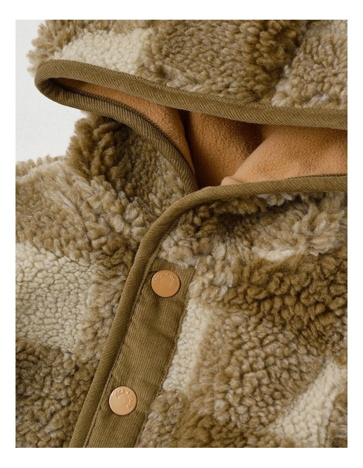 Clover Check Sherpa Jacket in Brown image 4