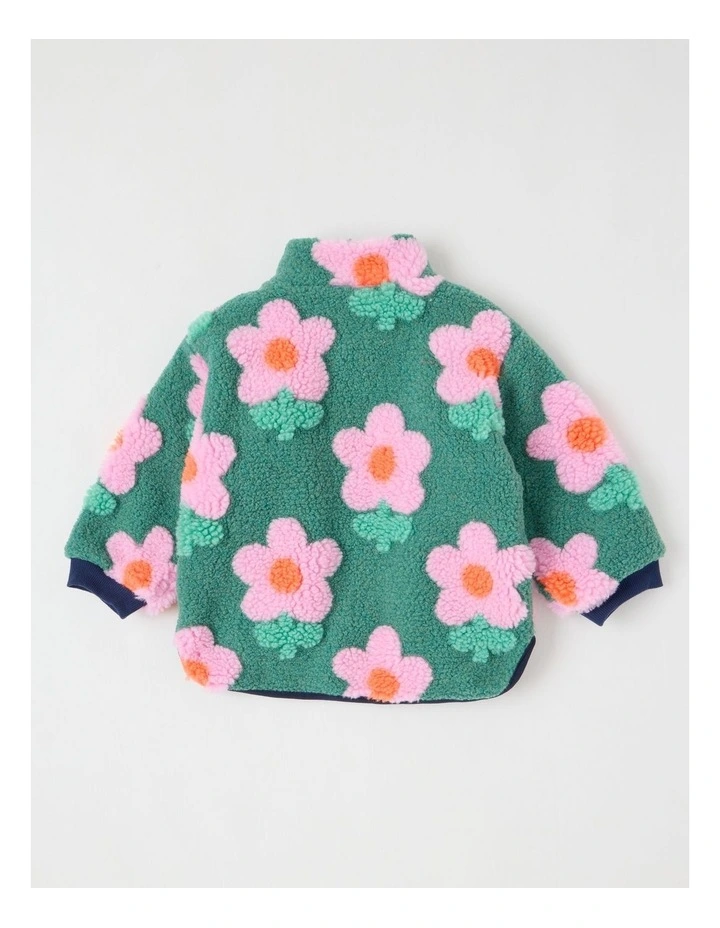 Cloudy Daisy Sherpa Jacket in Green image 4