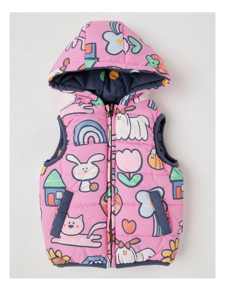 Sydney Reversible Recycled Puffer Vest with My Favourite Things Print image 1