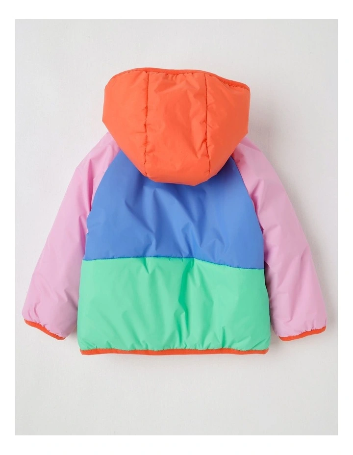 Navy Reversible Jacket with Sunflower Print in Pink image 3