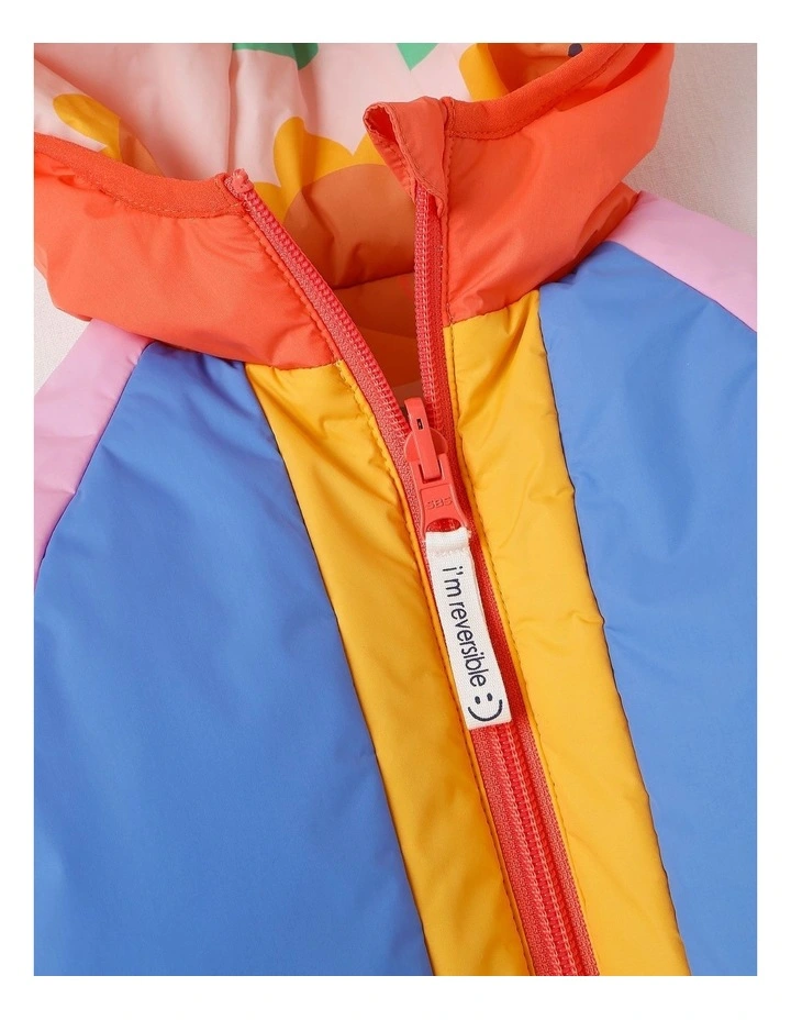 Navy Reversible Jacket with Sunflower Print in Pink image 4