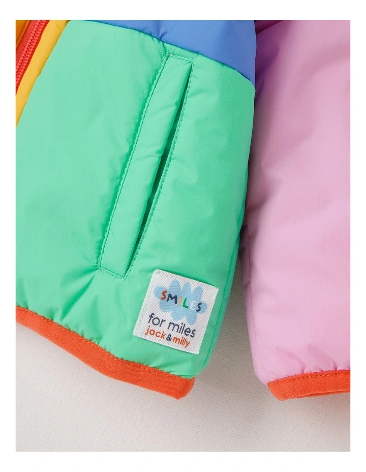 Navy Reversible Jacket with Sunflower Print in Pink image 5