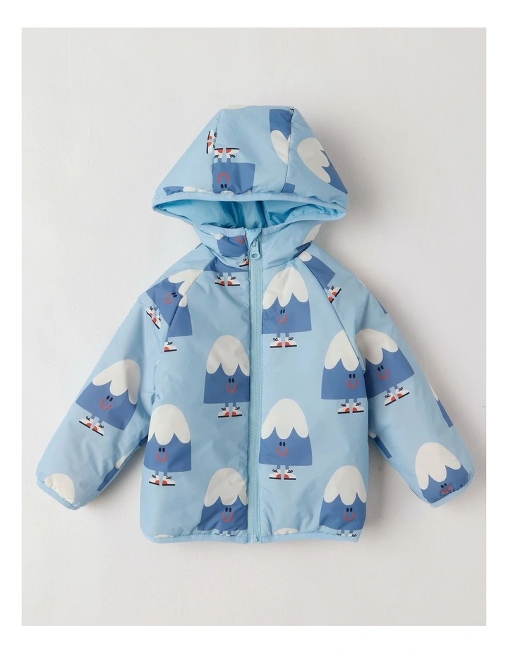 Navy Reversible Jacket with Mountain Print in Blue image 2