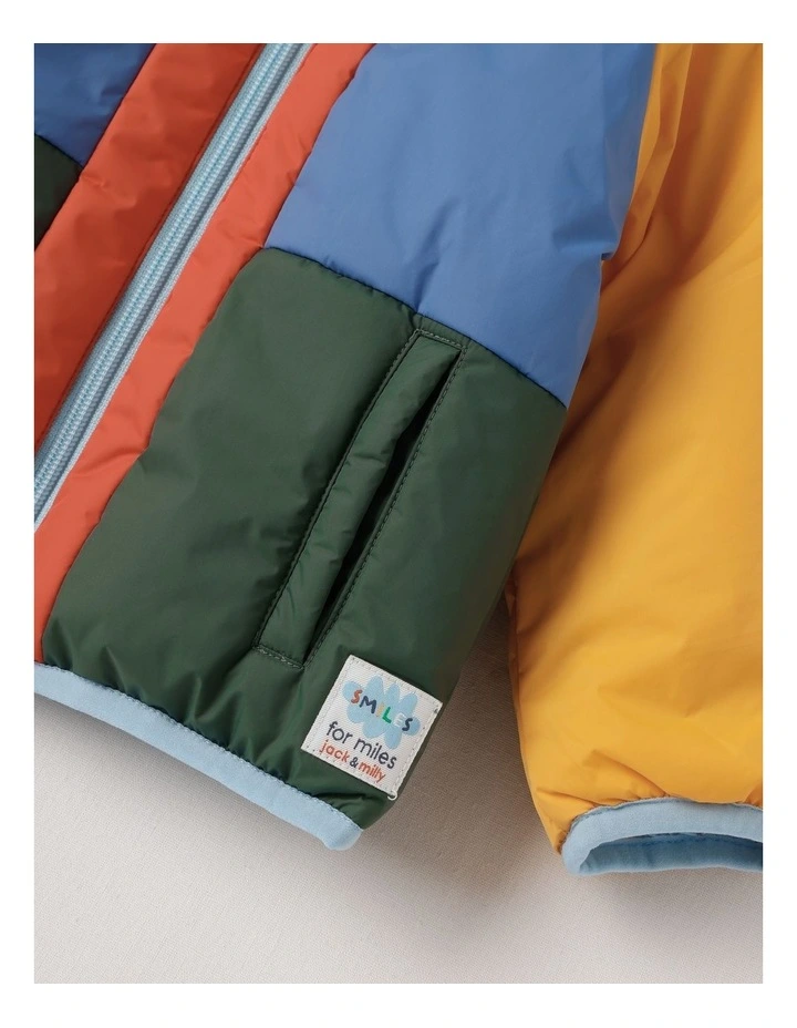 Navy Reversible Jacket with Mountain Print in Blue image 4