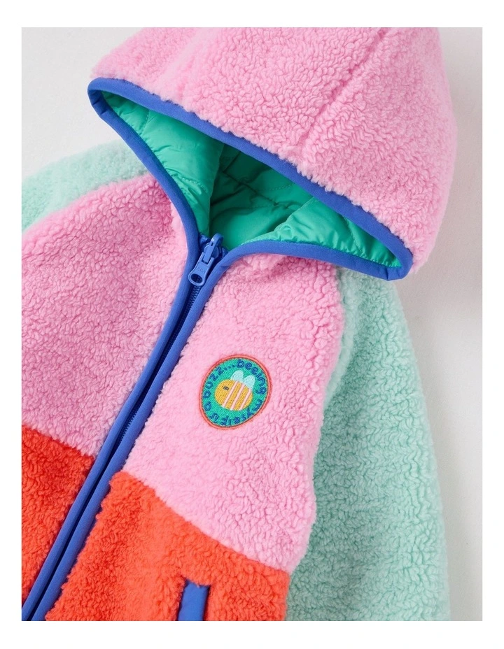 Riley Colourblocked Quilted Jacket in Green image 2