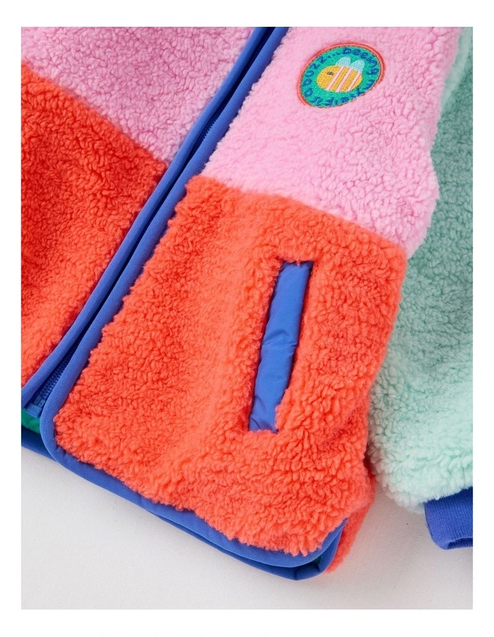 Riley Colourblocked Quilted Jacket in Green image 3