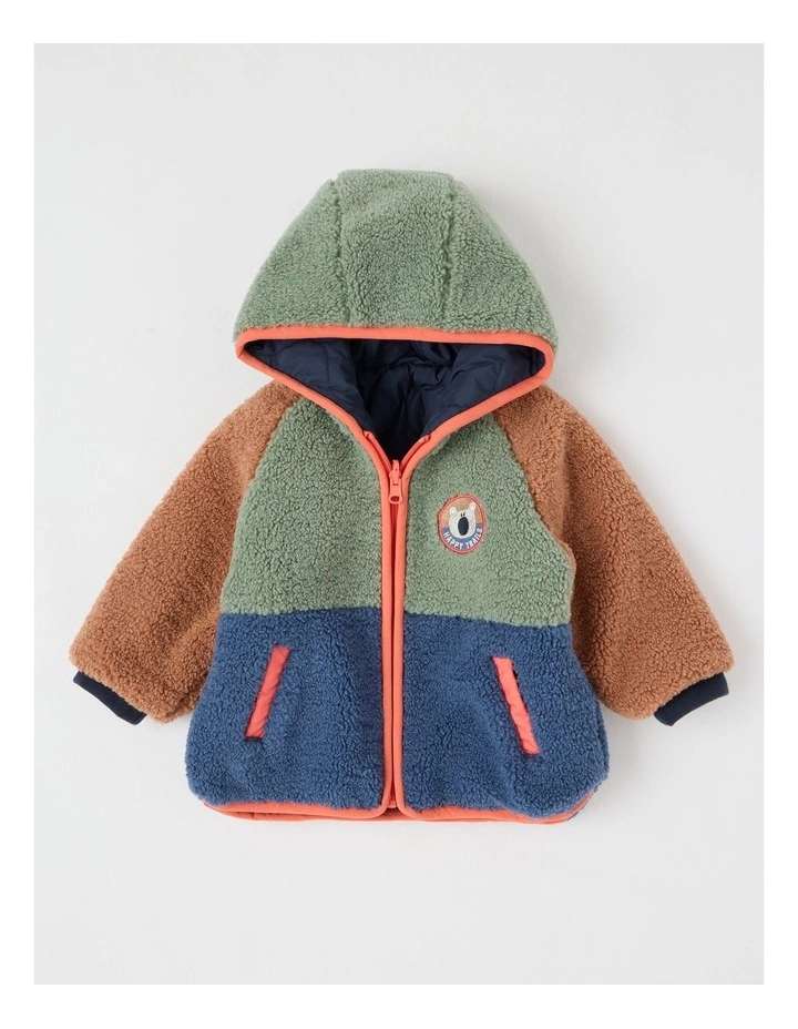 Riley Colourblocked Quilted Jacket in Navy image 1