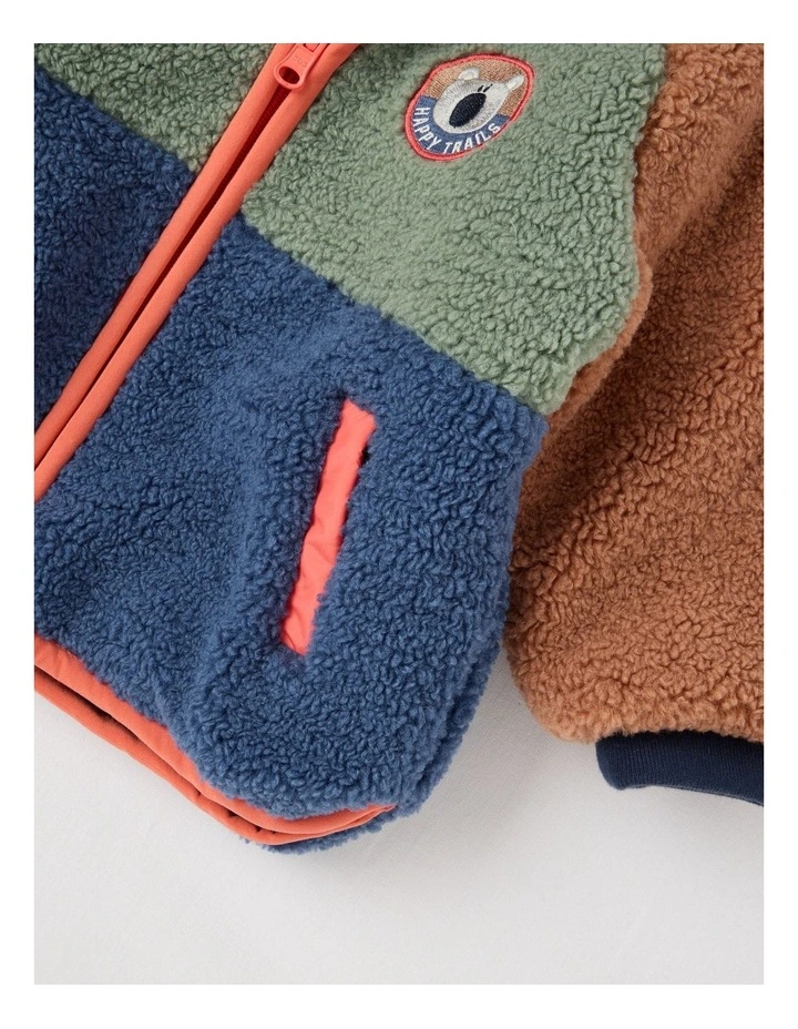 Riley Colourblocked Quilted Jacket in Navy image 4