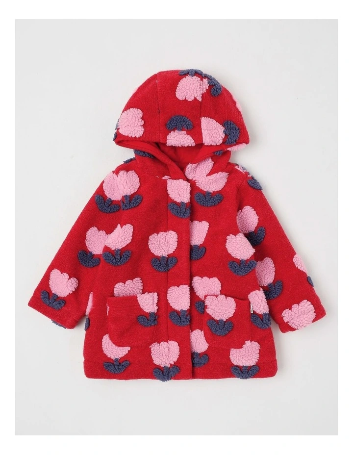 Goldie 3D Tulip Melton Jacket in Red image 1