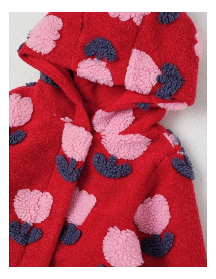 Goldie 3D Tulip Melton Jacket in Red image 4