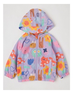 Jack & Milly Comet Fold Away Rain Coat with Happy Place Print in Lavender