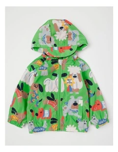 Comet Fold Away Rain Coat with Best In Show Print in Navy