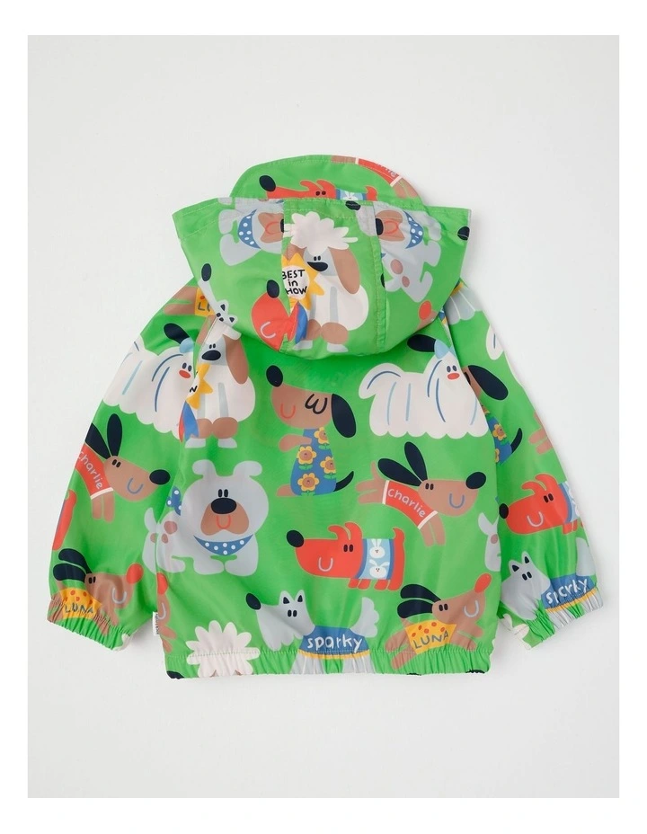 Comet Fold Away Rain Coat with Best In Show Print in Navy image 4