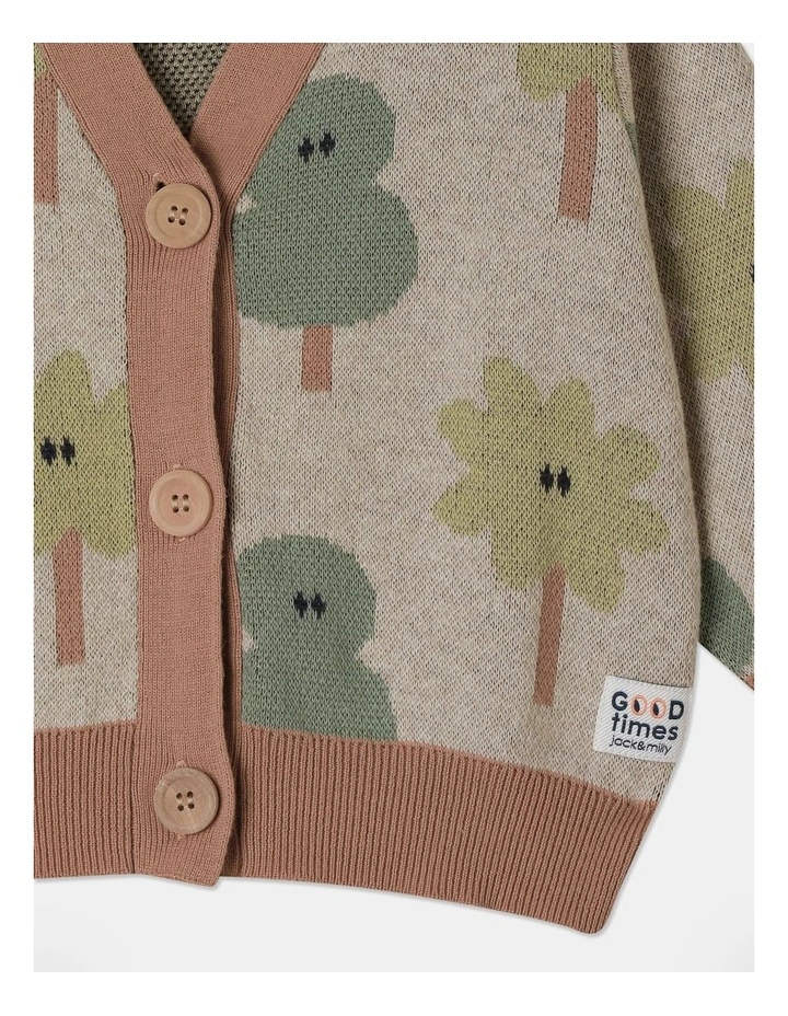 Liam Intarsia Knit Cardigan in Oat Marle image 2