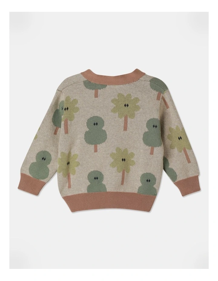 Liam Intarsia Knit Cardigan in Oat Marle image 3