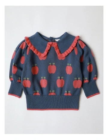 Maeve Collared Apple Jumper in Navy