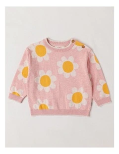Lexi Sunflower Jumper in Pink Marle