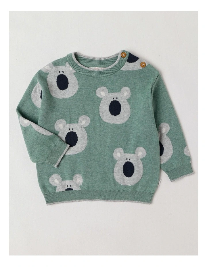 Lexi Koala Jacquard Jumper in Green image 1
