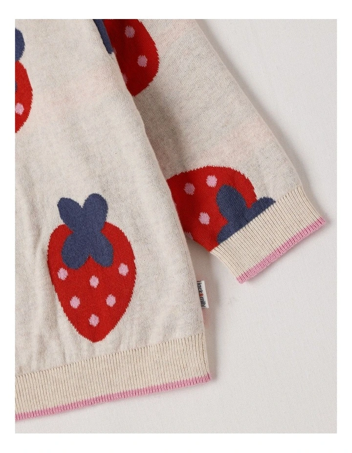 Lexi Strawberry Jacquard Jumper in Oat Marle image 4