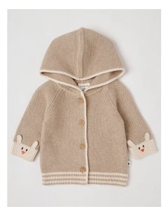 Naturals Newborn Milo Knit Cardigan in Light Brown