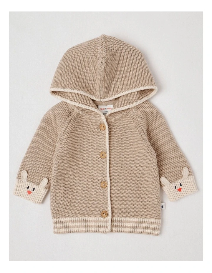 Naturals Newborn Milo Knit Cardigan in Light Brown image 1