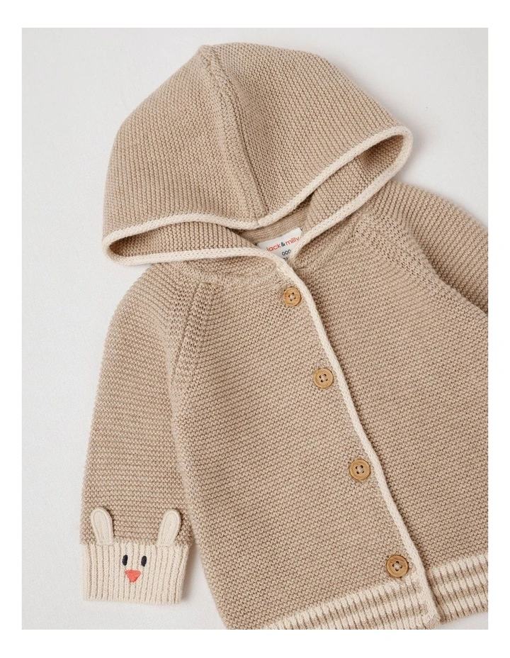 Naturals Newborn Milo Knit Cardigan in Light Brown image 2