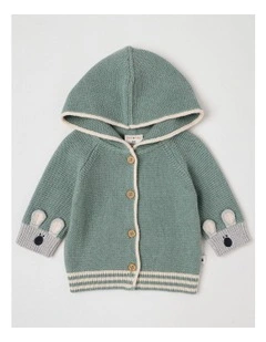 Naturals Newborn Milo Knit Cardigan in Green