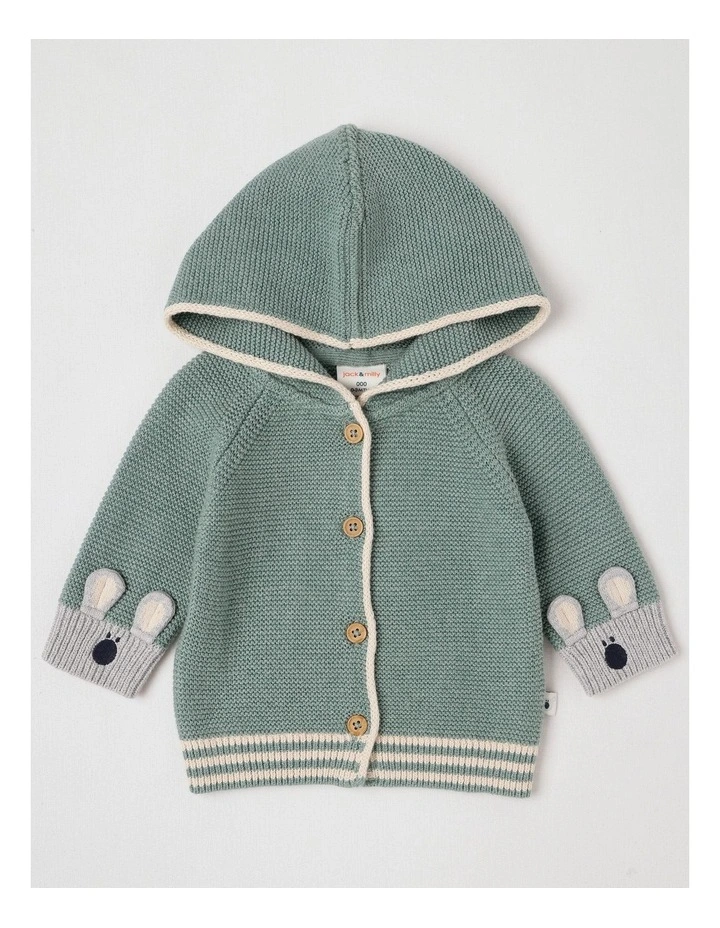 Naturals Newborn Milo Knit Cardigan in Green image 1