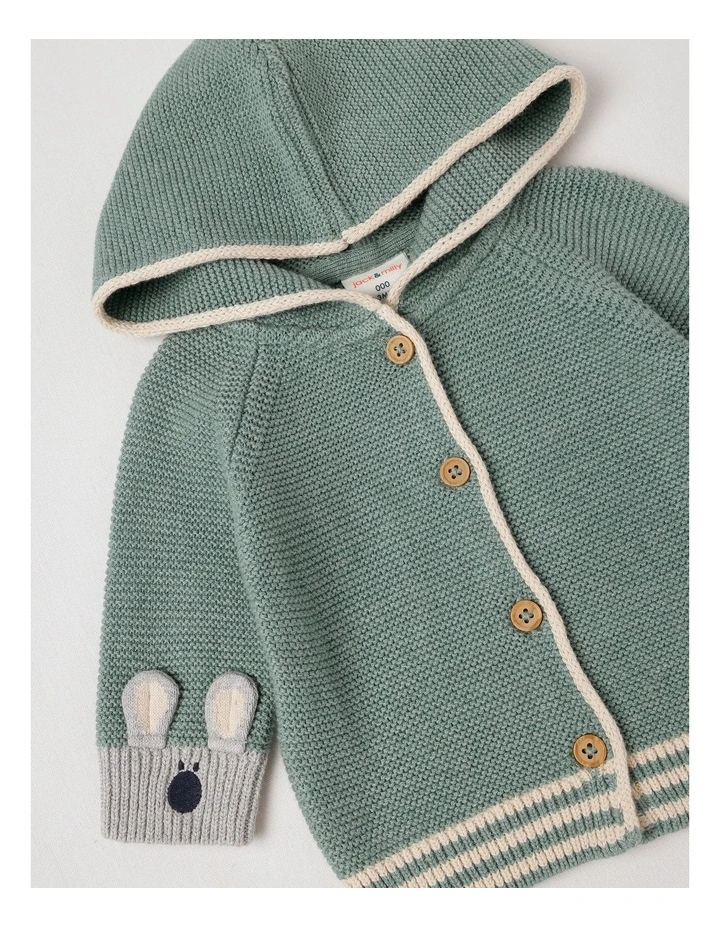Naturals Newborn Milo Knit Cardigan in Green image 2
