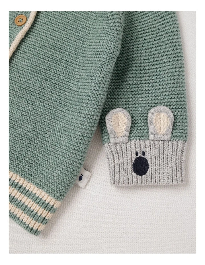 Naturals Newborn Milo Knit Cardigan in Green image 5