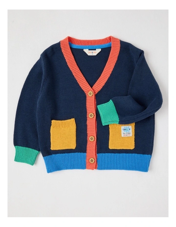 Felix Colourblocked Cardigan in Navy image 1