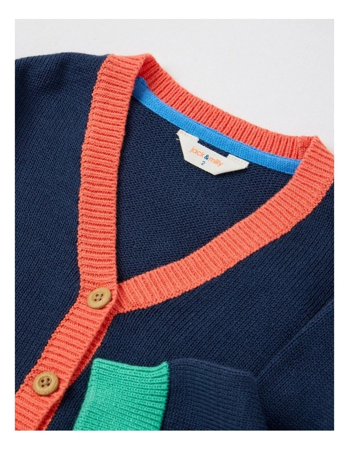 Felix Colourblocked Cardigan in Navy image 3
