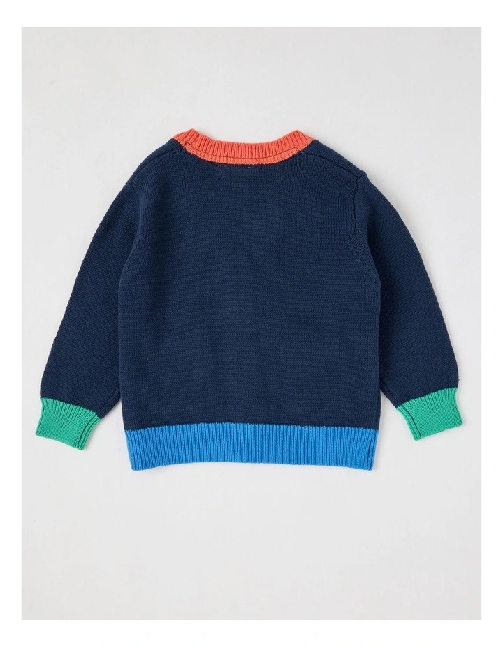 Felix Colourblocked Cardigan in Navy image 4