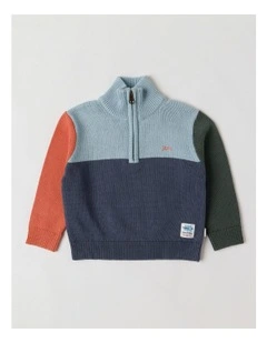 Henry 1/4 Zip Jumper in Blue