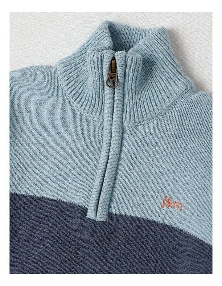 Henry 1/4 Zip Jumper in Blue image 2