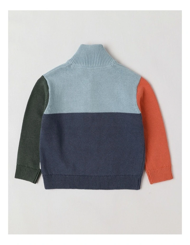 Henry 1/4 Zip Jumper in Blue image 3