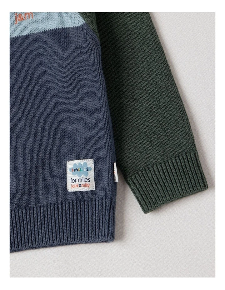 Henry 1/4 Zip Jumper in Blue image 4