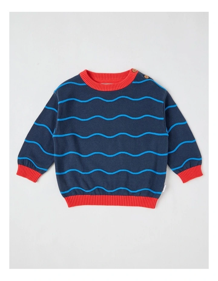 Sparky Wavy Knit Jumper in Blue image 1