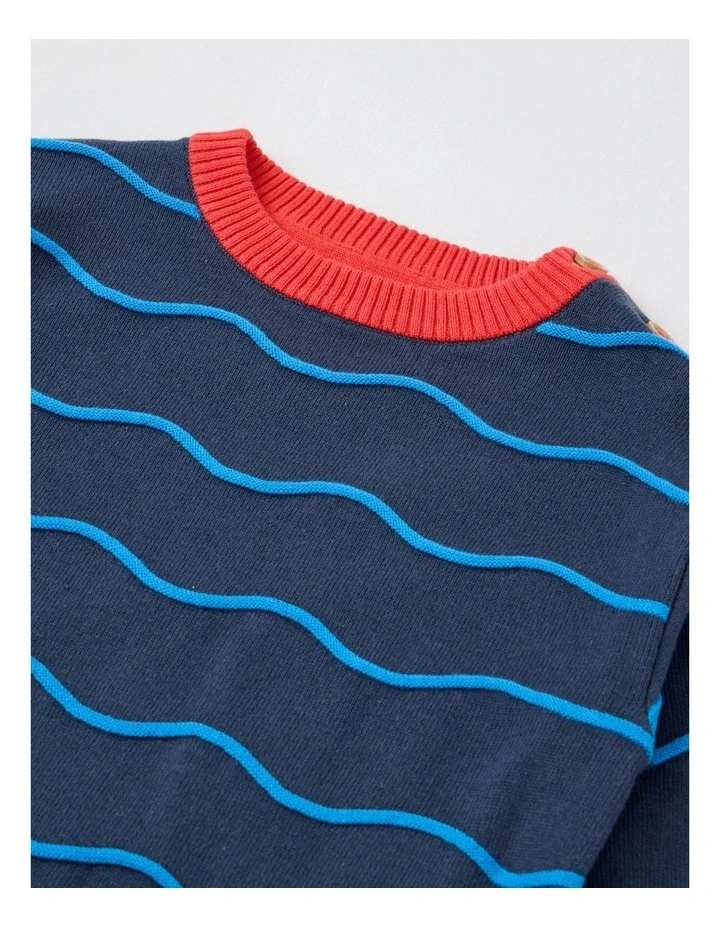 Sparky Wavy Knit Jumper in Blue image 2