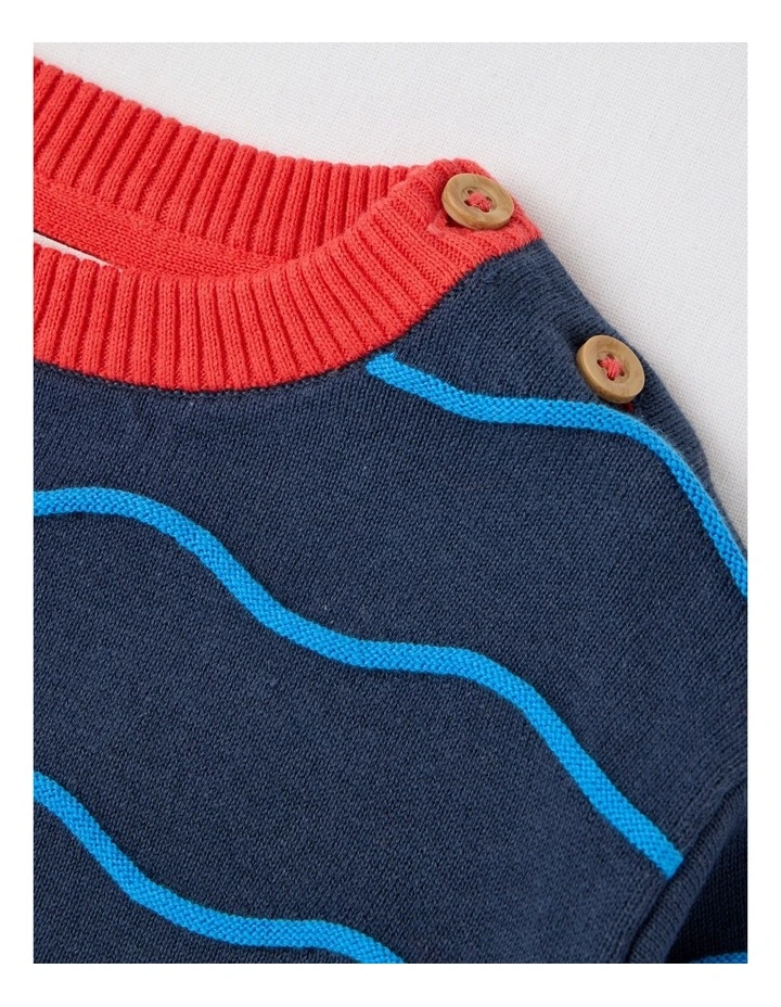 Sparky Wavy Knit Jumper in Blue image 3