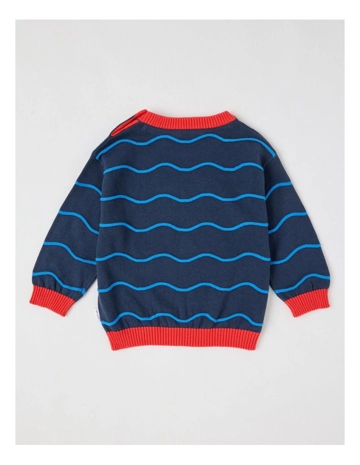 Sparky Wavy Knit Jumper in Blue image 4
