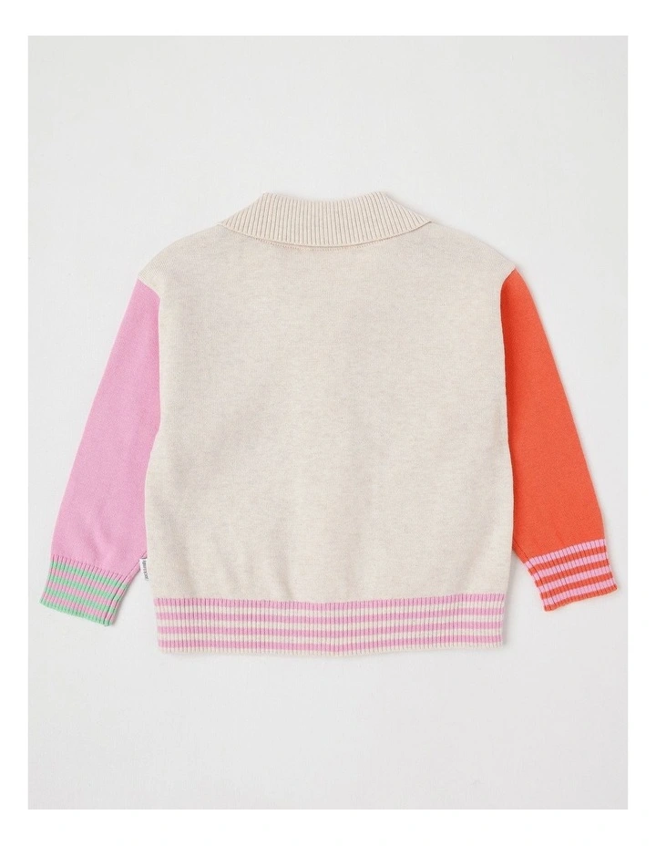 Jesse Knit Zip Through Cardigan with Character Motifs in Assorted image 3