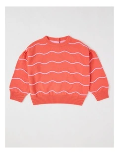 Dolly Wavy Knit Jumper in Coral