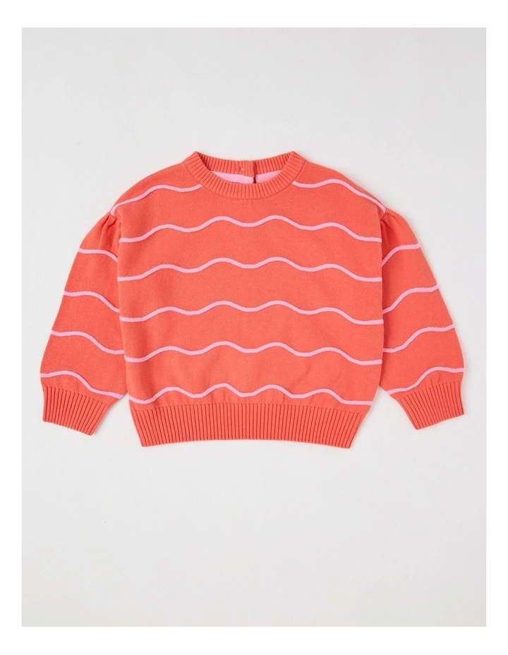 Dolly Wavy Knit Jumper in Coral image 1