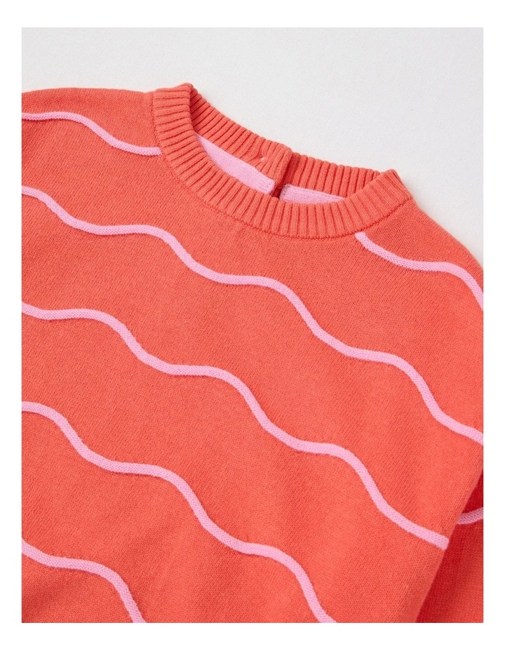Dolly Wavy Knit Jumper in Coral image 2