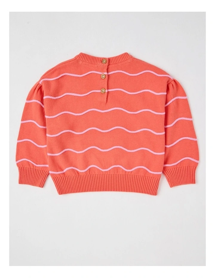 Dolly Wavy Knit Jumper in Coral image 3