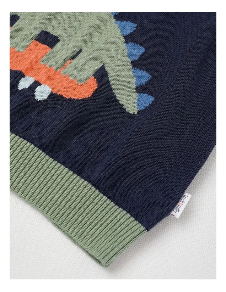 Roo Intarsia Dino Vest in Navy image 4