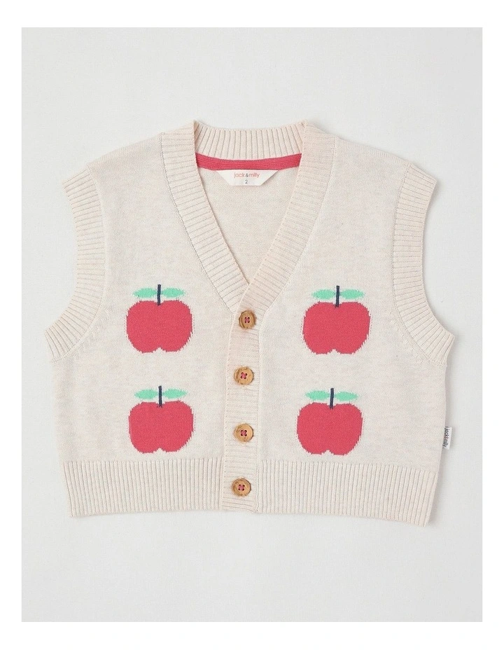 Roo Intarsia Apple Vest in Oat Marle image 1