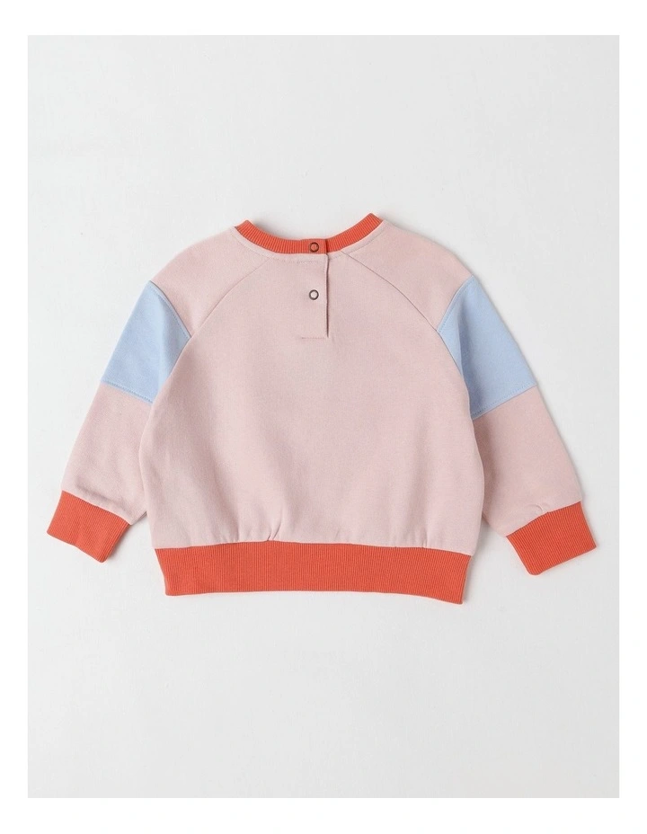 Essentials Bailey Raglan Sleeve Sweat Top with Tulip Boucle in Light Pink image 3