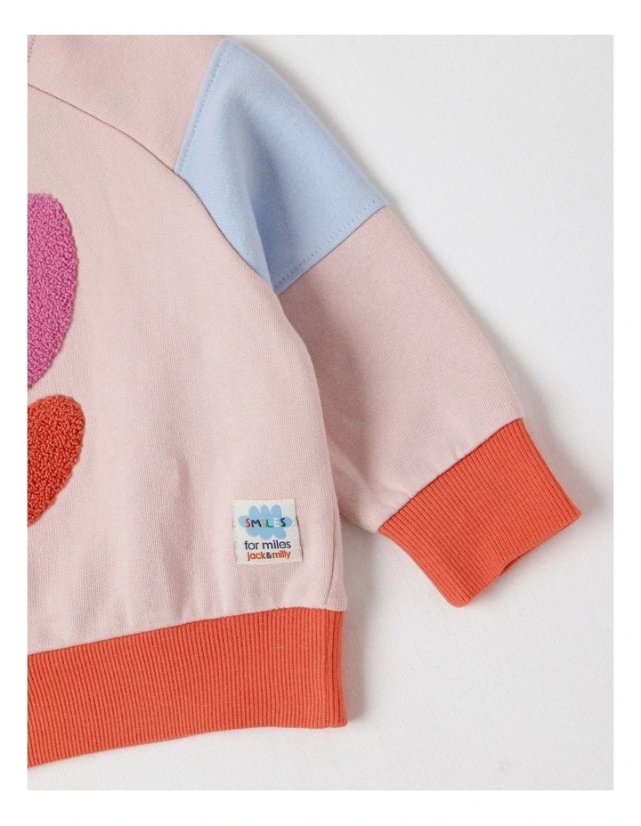 Essentials Bailey Raglan Sleeve Sweat Top with Tulip Boucle in Light Pink image 4